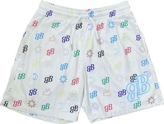 White Monogram Shorts