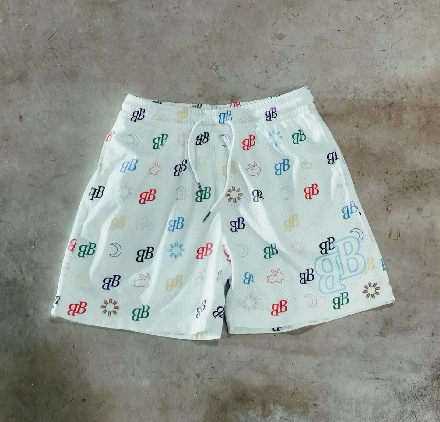 White Monogram Shorts