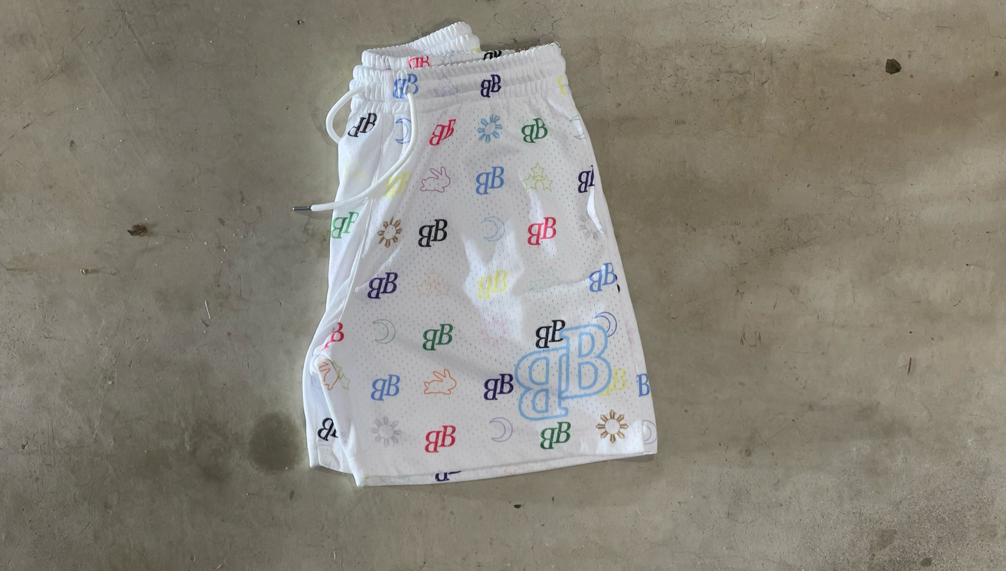 White Monogram Shorts